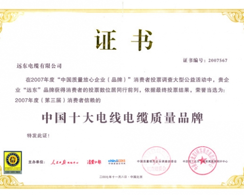 質量信用等級證書